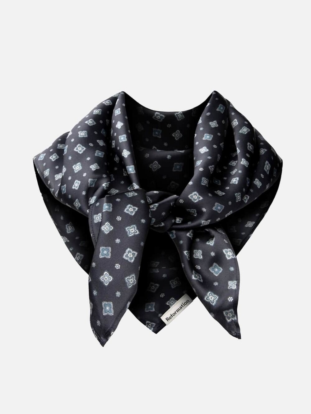 NWT Reformation Printed Silk Scarf Geometric Blue Windsor Square